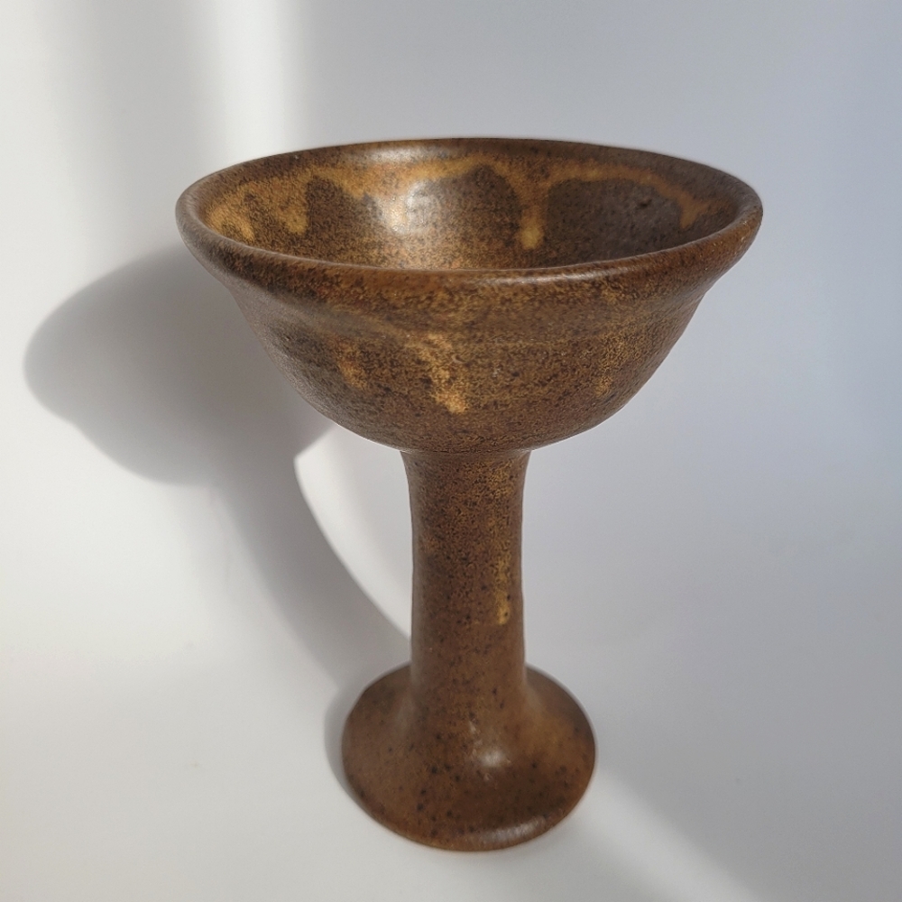 Vintage Handmade Ceramic Drip Glaze Chalice Cup